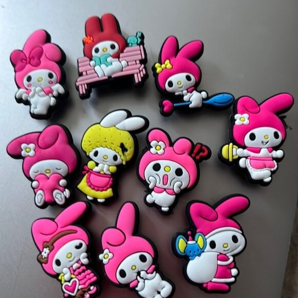 NWT Set of 10 My Melody Sanrio Jibbitz Style Plugs for Crocs Clog Sandals - Picture 1 of 4